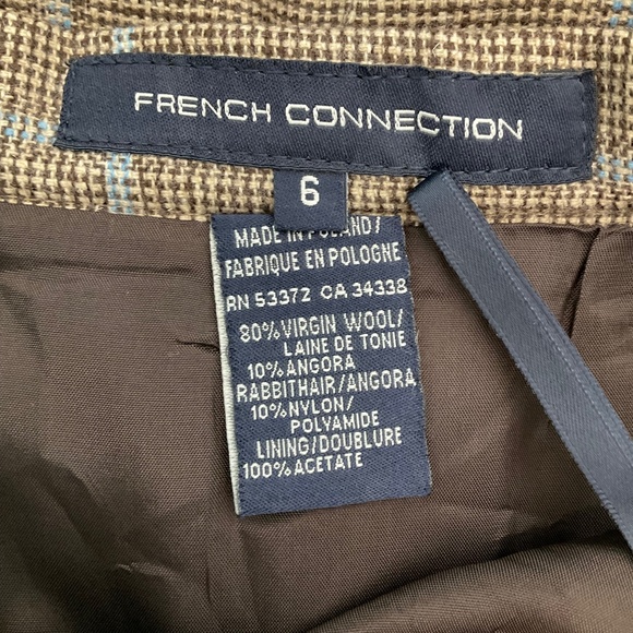 French Connection Wool Angora Plaid Midi Skirt tan academia grandpacore varsity - Picture 15 of 15